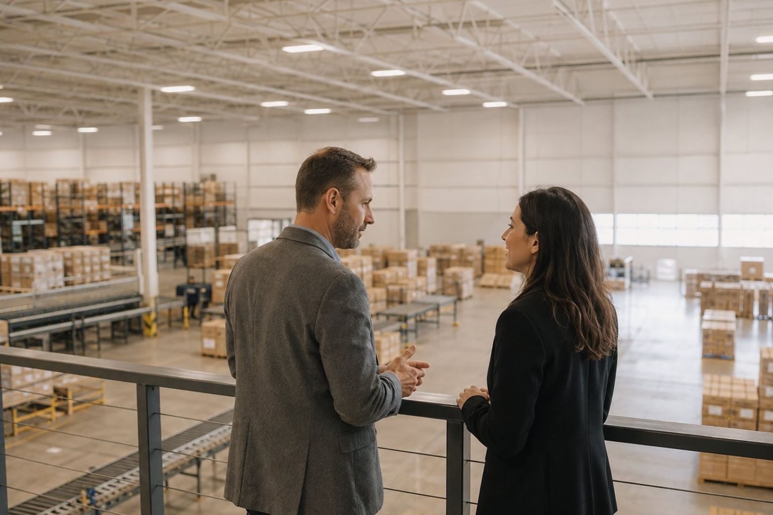 Managers reviewing performance figures together on a plant floor — Stratdel operational efficiency consulting and performance improvement in Houston