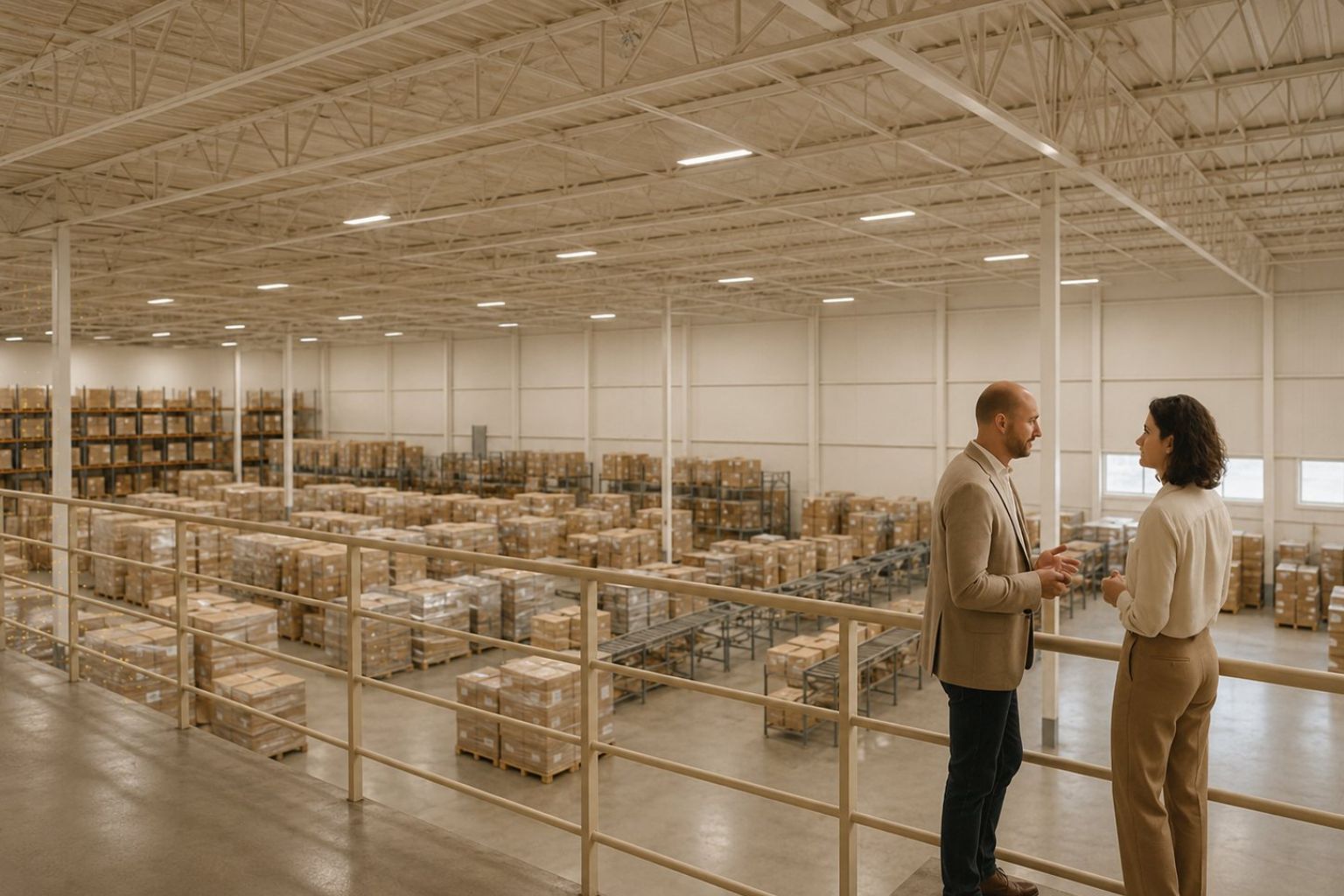 Operations leaders reviewing throughput on a bright production floor — Stratdel operations consulting and scalability in Houston